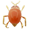 SJ2678 - Orange Moonstone, Orange Sapphire and Diamond Beatle Brooch in 18 Karat Gold