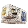 SJ2517 - Blue Sapphire, Yellow Sapphire with Diamond Ring Set in 18 Karat White Gold