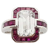 SJ2287 - White Sapphire with Ruby Ring Set in 18 Karat White Gold Settings