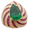 SJ6285 - GIA Certified 4cts Emerald, Ruby and Diamond Ring Set in 18 Karat Gold Settings