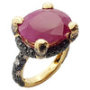 SJ6284 - Ruby with Black Diamond and Diamond Ring Set in 18 Karat Gold Settings