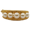 JB0228Y - Golden South Sea Pearl & Yellow Sapphire Bangle set in 18 Karat Gold