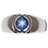 SJ2689 - Blue Star Sapphire Ring Set in 18 Karat White Gold Settings