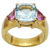 SJ2693 - Aquamarine with Pink Sapphire Ring Set in 18 Karat Gold Settings
