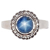 SJ2685 - Blue Star Sapphire Ring Set in 18 Karat White Gold Settings