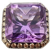 SJ2895 - Amethyst with Brown Diamond Ring Set in 18 Karat White Gold Settings