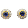 SJ2877 - Cabochon Blue Sapphire with Diamond Earrings set in 18 Karat Gold Settings