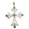 SJ2785 - Emerald with Diamond Pendant set in 18 Karat White Gold Settings