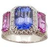 SJ2250 - Blue Sapphire, Pink Sapphire and Diamond Ring Set in Platinum 950 Settings