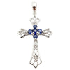 SJ2625 - Cabochon Ruby with Blue Sapphire and Diamond Cross Pendant Set in 18 Karat Gold