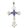 SJ2905 - Blue Sapphire with Diamond Cross Pendant Set in 18 Karat White Gold Settings