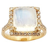 SJ6373 - Moonstone with Brown Diamond Ring Set in 18 Karat Rose Gold Settings