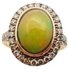 SJ2892 - Opal with Brown Diamond Ring Set in 18 Karat Rose Gold Settings