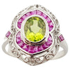 SJ2885 - Peridot with Ruby Ring Set in 18 Karat White Gold Settings