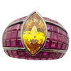 SJ2233 - Yellow Sapphire with Ruby Ring Set in 18 Karat Gold Settings
