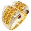 SJ2910 - Yellow Sapphire with Diamond and Cabochon Ruby Ring Set in 18 Karat Gold Setting