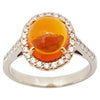 SJ2834 - Cabochon Fire Opal with Diamond Ring Set in 18 Karat White Gold Settings