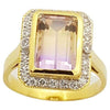 SJ2865 - Ametrine with Brown Diamond Ring Set in 14 Karat Gold Settings