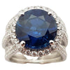 SJ2469 - GIA Certified 6cts Round Blue Sapphire with Diamond Ring in 18K White Gold