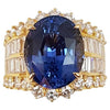 SJ2491 - GRS Certified Ceylon 11cts Blue Sapphire with Diamond Ring in 18K Gold