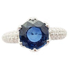 SJ2505 - Certified 2cts Blue Sapphire with Diamond Ring in 18K White Gold Settings
