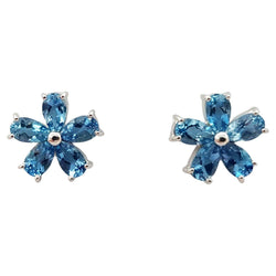 SJ2932 - Aquamarine Flower Earrings Set in 18 Karat White Gold Settings