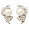 JE13156Z - Pearl & Diamond Earrings Set in 18 Karat White Gold Setting