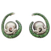 JE10379Z - Tahitian Pearl, Tsavorite & Diamond Earrings Set in 18 Karat White Gold Setting