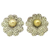 JE0030X - South Sea Pearl & Pave Green Sapphire Flower Earrings Set in 18 Karat White Gold Setting