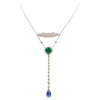 JN0009P - Emerald, Blue Sapphire and Diamond in 18 Karat White Gold Setting