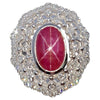 SJ2472 - Star Ruby with Diamond Ring Set in 18 Karat White Gold Settings