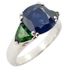 JR0078O - Blue Sapphire & Tsavorite Ring Set in 18 Karat White Gold Setting
