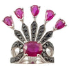 SJ3133 - Ruby and Black Diamond Ring Set in 18 Karat White Gold Settings
