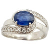 SJ3252 - Blue Sapphire with Diamond Ring Set in 18 Karat White Gold Settings