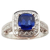 SJ2492 - Certified Blue Sapphire with Diamond Ring Set in 18 Karat White Gold