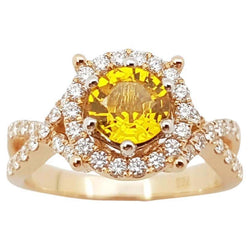 JR0106O - Yellow Sapphire & Diamond Ring Set in 18 Karat Rose Gold Setting