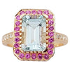 SJ3269 - Aquamarine, Pink Sapphire and Diamond Ring Set in 18 Karat Rose Gold Settings