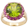 SJ3267 - Peridot with Pink Sapphire Ring Set in 18 Karat Rose Gold Settings