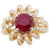 SJ2489 - Certified Burmese Pigeon's Blood Ruby with Diamond Ring Set in 18K Rose Gold