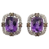 SJ3244 - Amethyst, Brown Diamond and Diamond Earrings Set in 18 Karat White Gold Settings