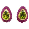 SJ2485 - Peridot with Ruby Earrings Set in 18 Karat Gold Settings
