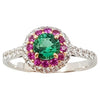 JR0304U - Emerald, Pink Sapphire & Diamond Ring Set in 18 Karat White Gold Setting