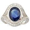SJ2485 - Blue Sapphire with Diamond Ring Set in 18 Karat White Gold Settings