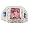 SJ3243 - Pink Tourmaline, Blue Sapphire and Diamond Ring in 18 Karat White Gold Settings