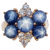 JR0128O - Blue Star Sapphire & Diamond Ring Set in 18 Karat Rose Gold Setting