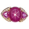 SJ2477 - Star Ruby, Pink Sapphire and Diamond Ring Set in 18 Karat Rose Gold Settings