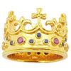 SJ6416 - Ruby and Blue Sapphire Crown Ring Set in 14 Karat Gold Settings