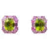 SJ3143 - Peridot with Pink Sapphire Earrings Set in 18 Karat White Gold Settings