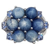 SJ3132 - Blue Star Sapphire with Blue Sapphire Ring Set in 18 Karat White Gold Settings