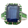 SJ3143 - Blue Sapphire with Tsavorite Ring et in 18 Karat White Gold Settings